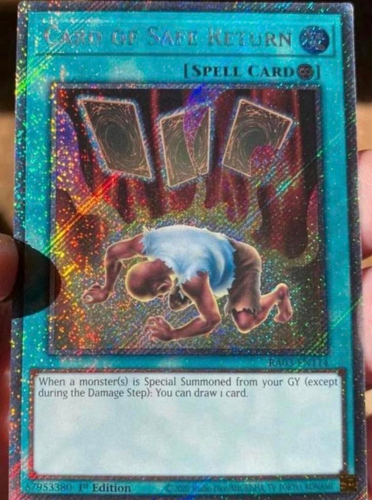 Yu-Gi-Oh! Card of Safe Return RA03 1st Ed M/NM !, Ophalen of Verzenden, Zo goed als nieuw, Losse kaart, Foil