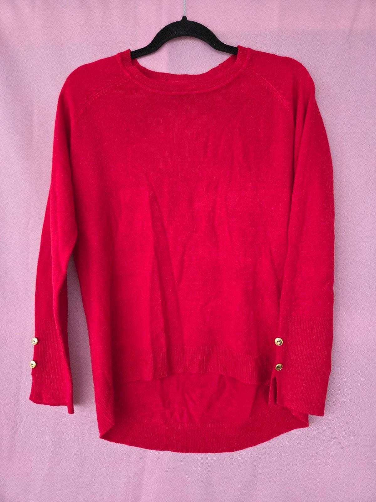 Rode trui met gouden knopen, Ophalen of Verzenden, Maat 36 (S), Rood, Onbekend