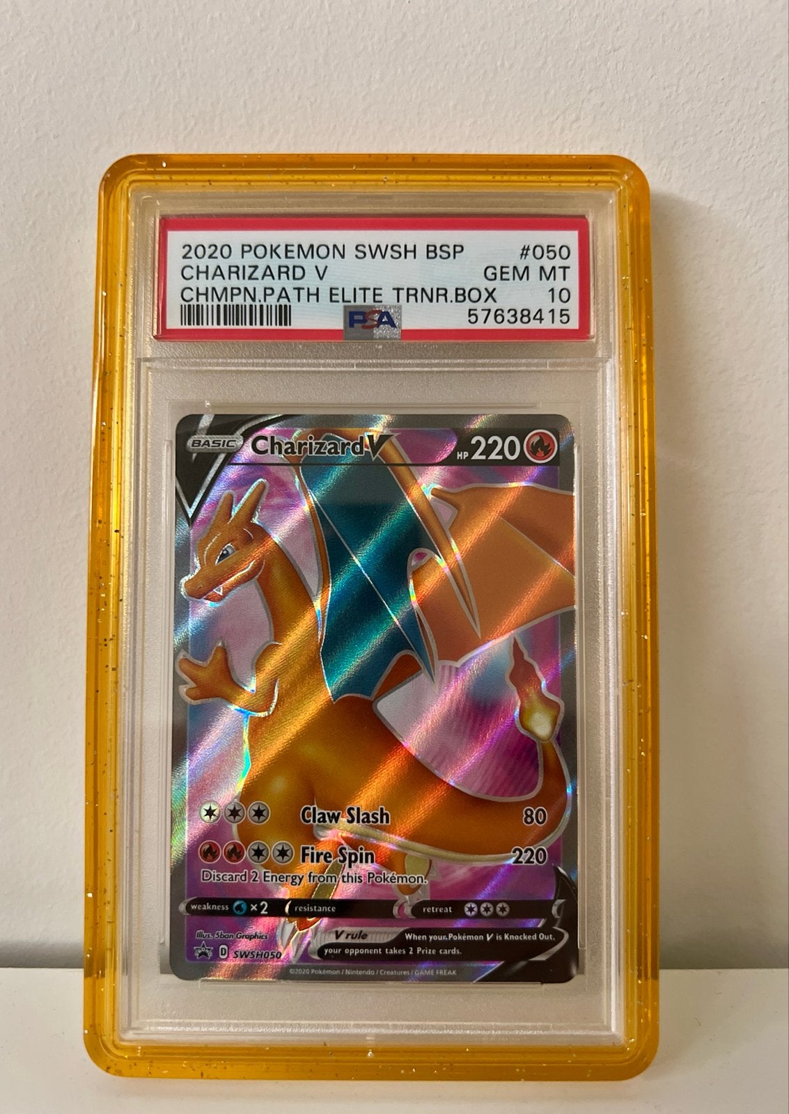 PSA 10 Charizard V SWSH050 - Champions Path Elite Trainer Bo, Ophalen of Verzenden, Nieuw, Losse kaart, Foil