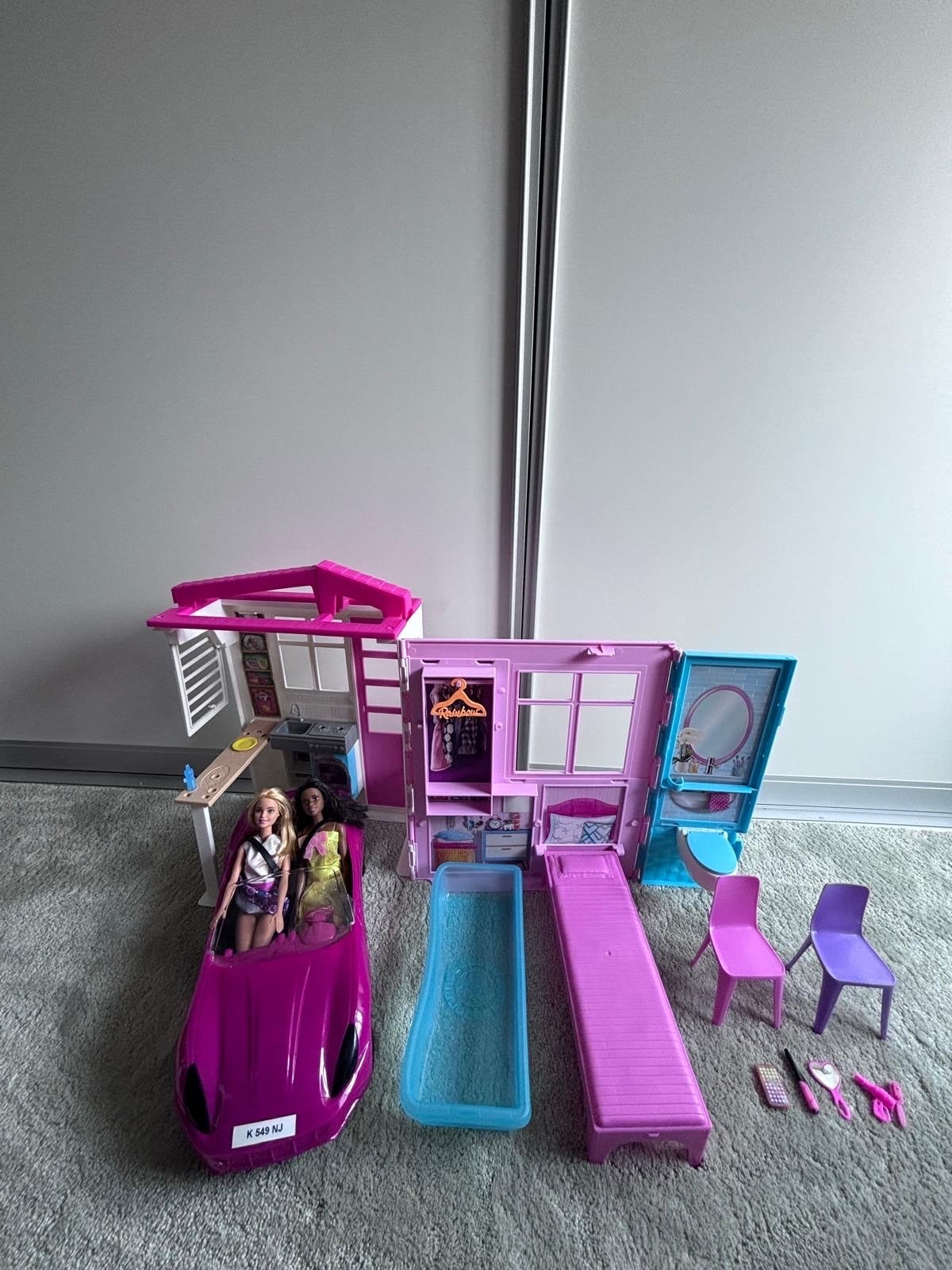 Barbie Droomhuis met auto en poppen, Ophalen, Gebruikt, Barbie