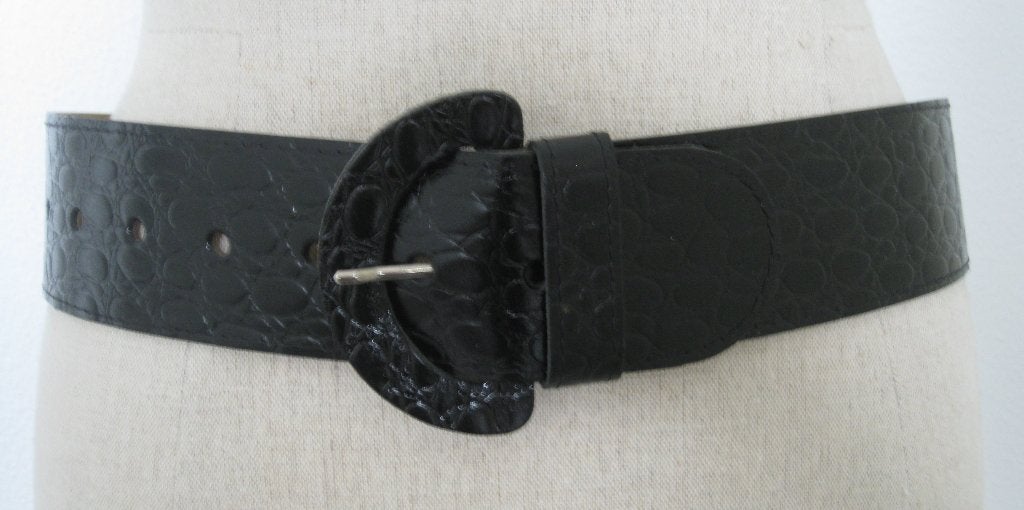 Riem / Heupriem / Ceintuur zwart crocolak 70 cm x 6 cm, Kleding | Dames, Riemen en Ceinturen, 5 cm of meer, Minder dan 80 cm, Zwart