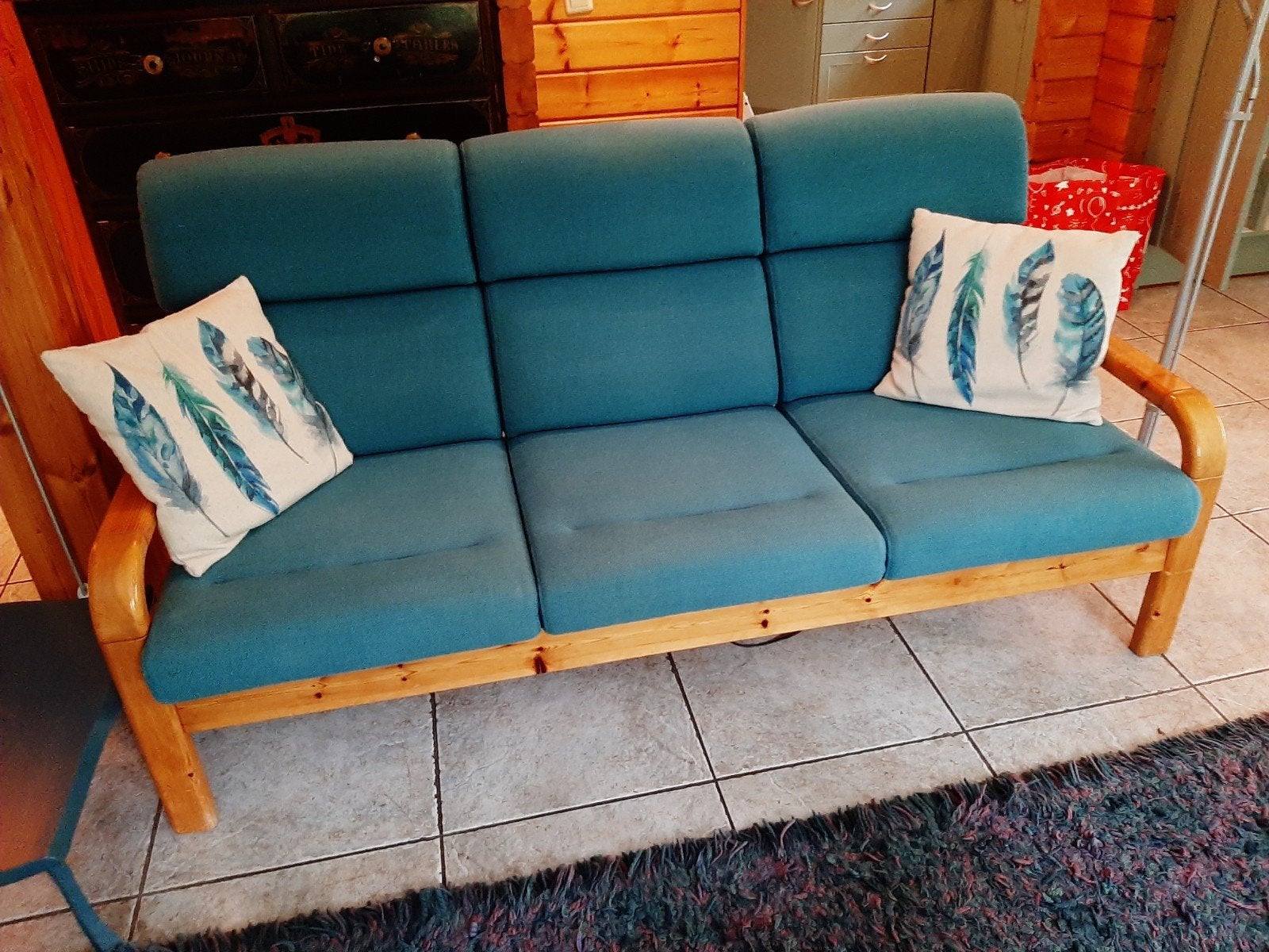 Scandinavische teakhouten bank - 180 x 60 cm, Ophalen, Gebruikt, Minder dan 75 cm, 150 tot 200 cm