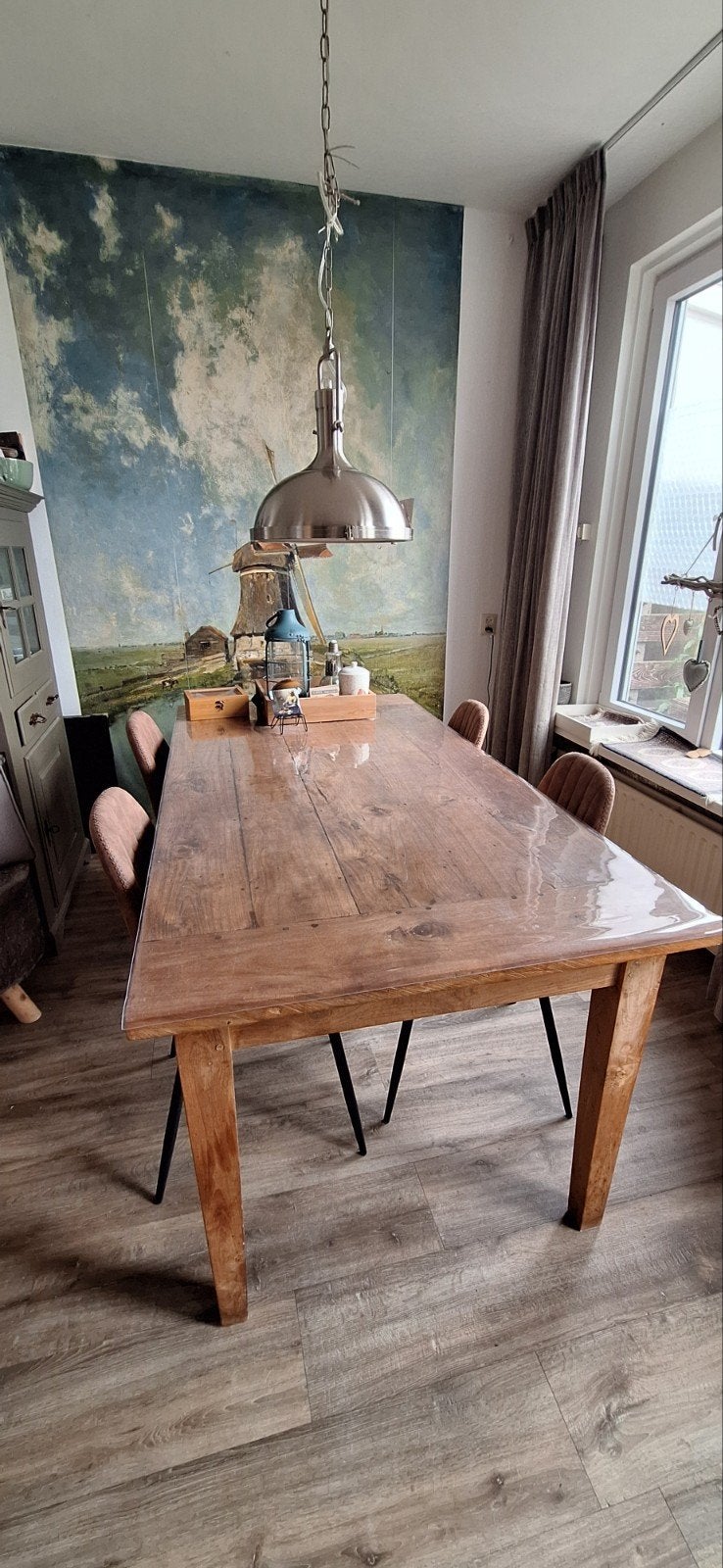 Teakhouten eettafel van De factorij in Retie België, Ophalen, Gebruikt, Teakhout, 50 tot 100 cm