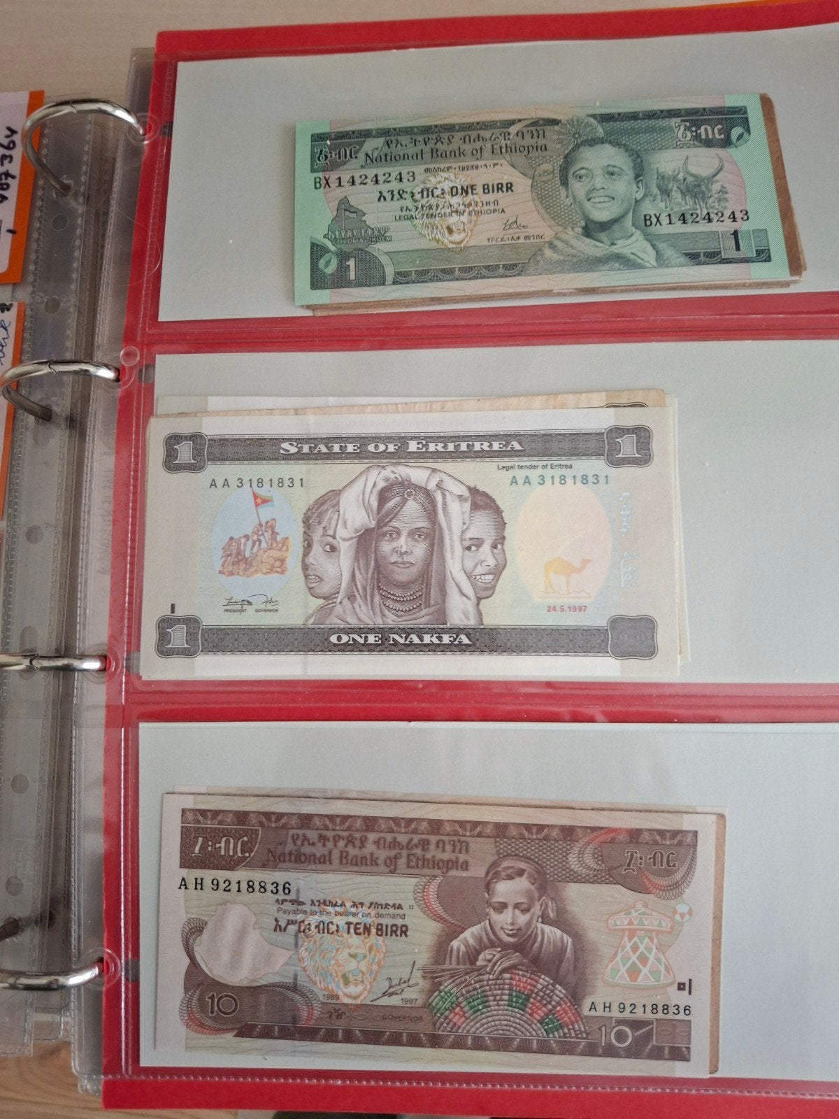 7 biljetten uit Ethiopië en Eritrea - Diverse coupures, Postzegels en Munten, Ophalen of Verzenden
