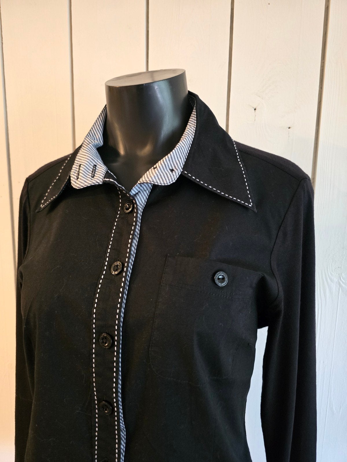 Didi blouse met jersey achterpand zwart L, Kleding | Dames, Blouses en Tunieken, Zwart, Maat 42/44 (L), Didi, Ophalen of Verzenden