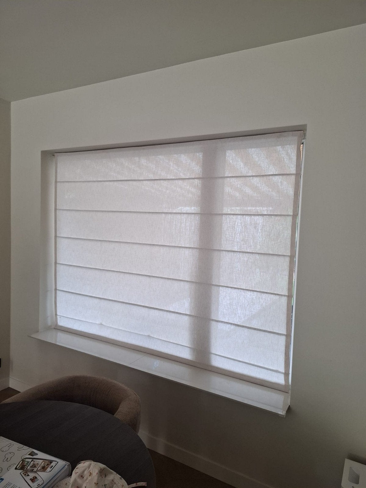 Lichtdoorlatend Vouwgordijn - Crème/Beige, Ophalen, Crème, Gebruikt, Lichtdoorlatend