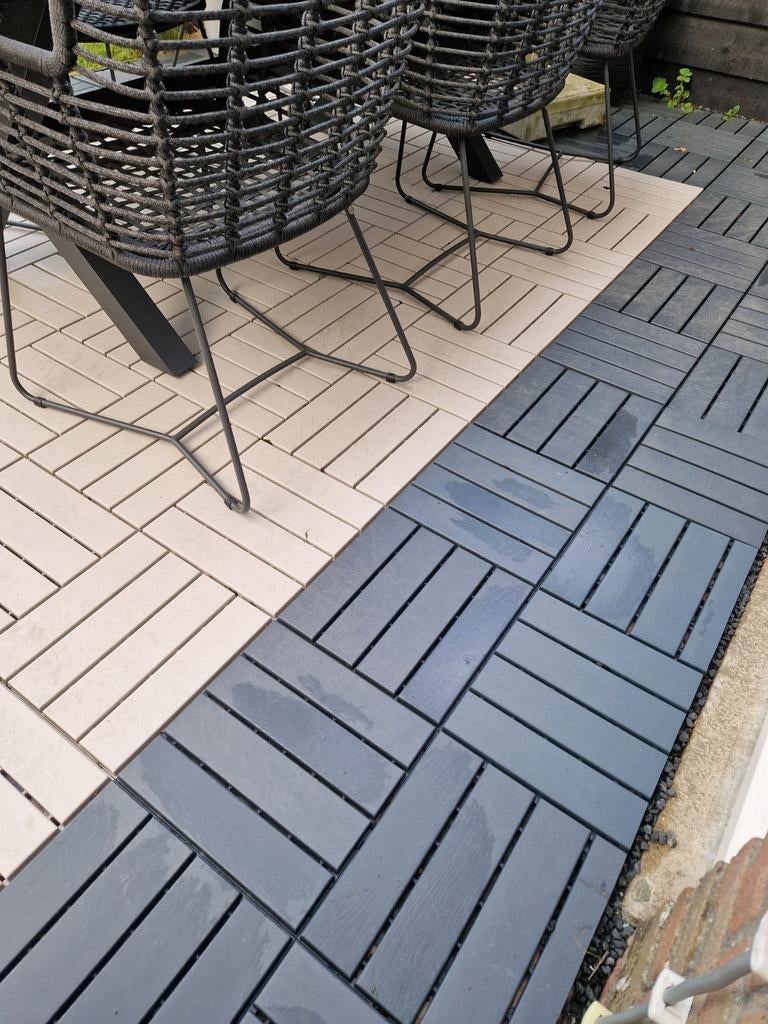 Ikea Runnen terrastegels - Zwart & Beige (gebruikt & nieuw), Ophalen, Gebruikt, Kunststof