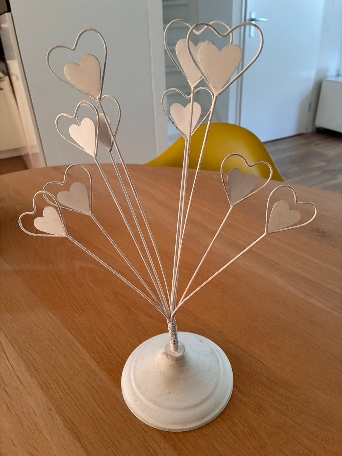 Decoratieve metalen (kaartjes)houder, Ophalen, Zo goed als nieuw, Wit