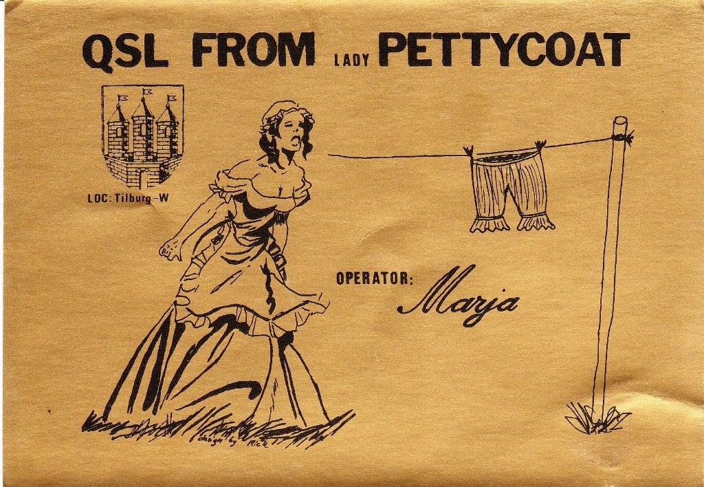 Tilburg QSL kaart Lady Pettycoat, Verzamelen, Ophalen of Verzenden, 1980 tot heden, Ongelopen, Overige thema's