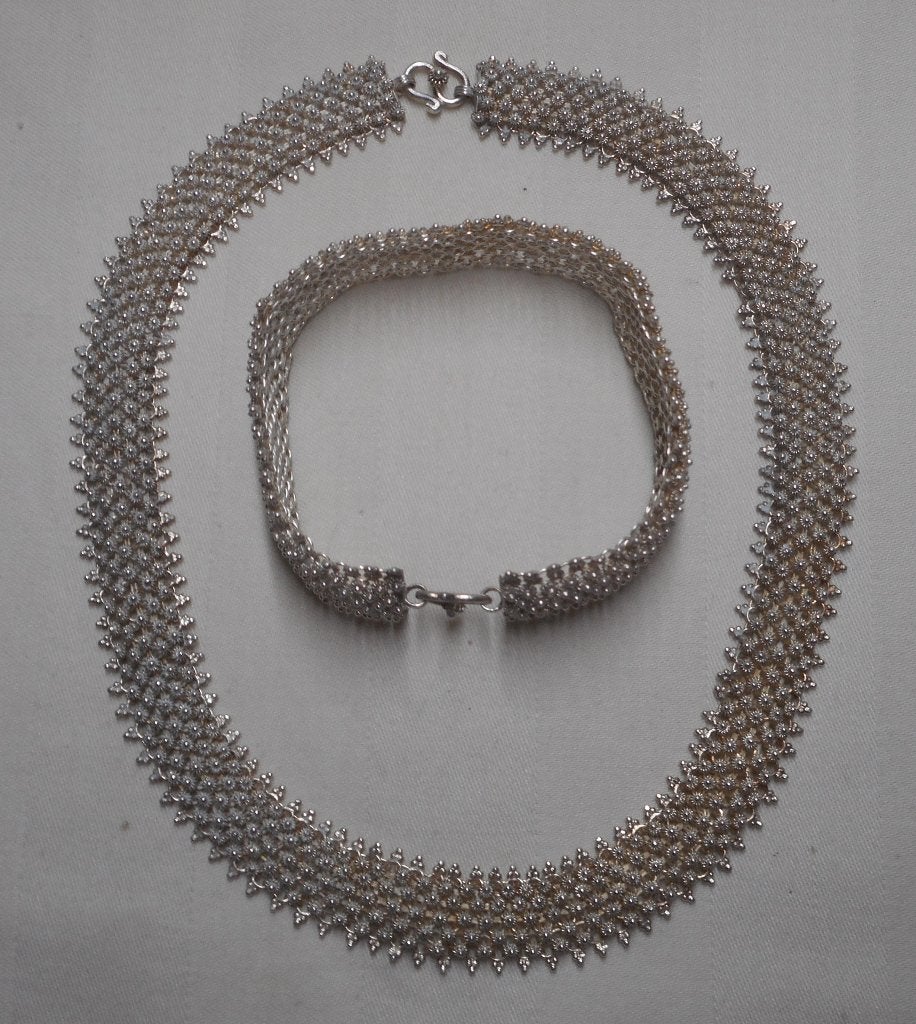 Zilveren prachtige antieke set collier + armband nr.1193, Sieraden, Tassen en Uiterlijk, Antieke sieraden, Verzenden, Zilver, Overige typen