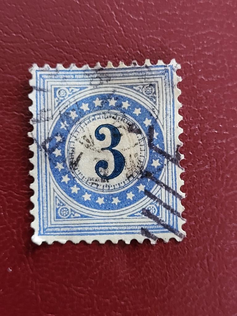 Zwitserse portozegel uit 1878, 3 centimes, Ophalen of Verzenden, Gestempeld