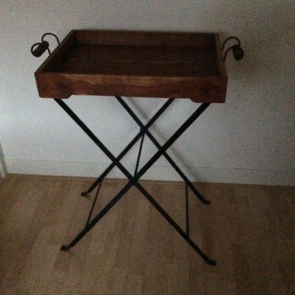 Unieke mangoteak butlertray, bijzettafel 45x60 cm, Huis en Inrichting, Tafels | Sidetables, Ophalen, 50 tot 100 cm, Teakhout, Zo goed als nieuw