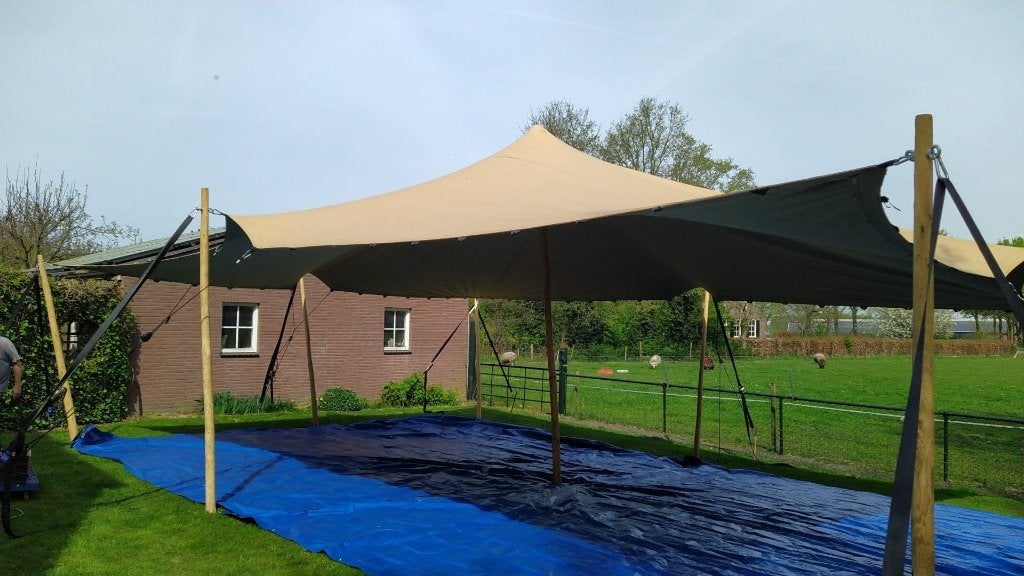 stretchtent  7.5  bij  10  meter, Tuin en Terras, Partytenten, Ophalen, Gebruikt, Overige typen, 6 meter of meer