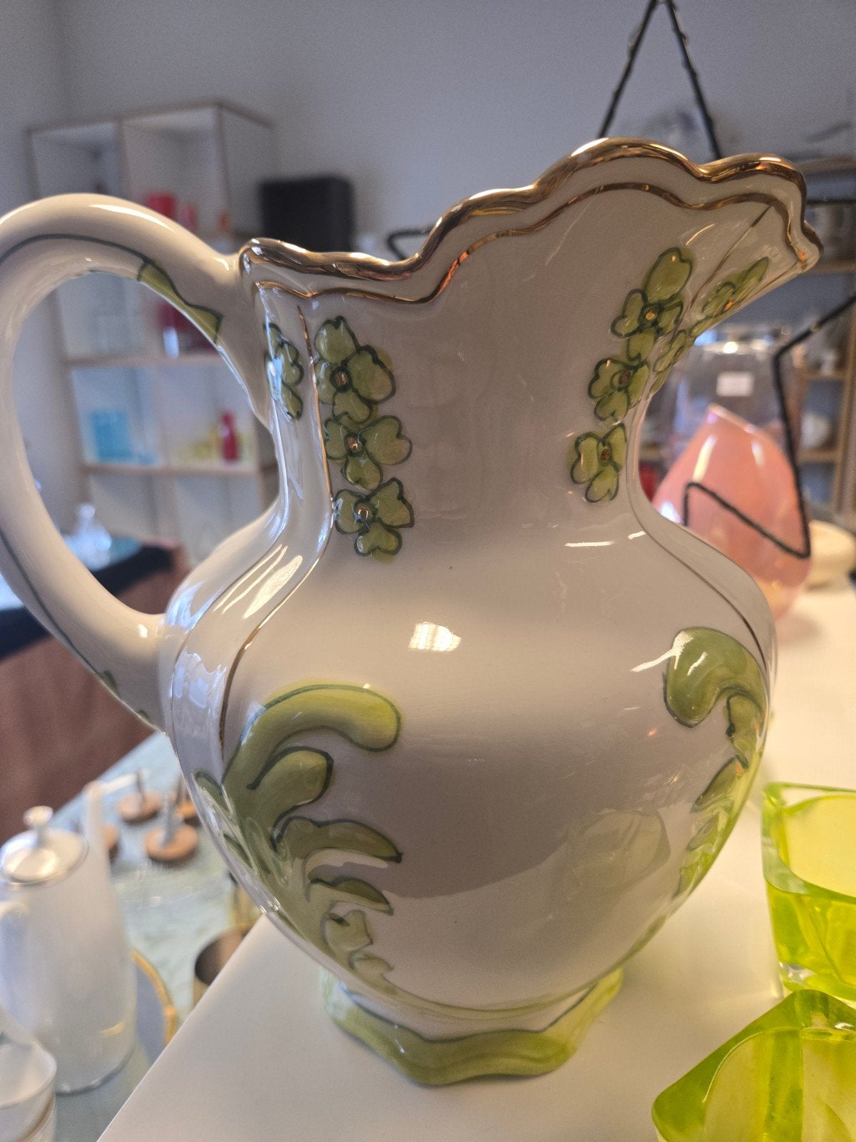 Handbeschilderde Antieke Lampet Kan, Brocante, Ophalen of Verzenden
