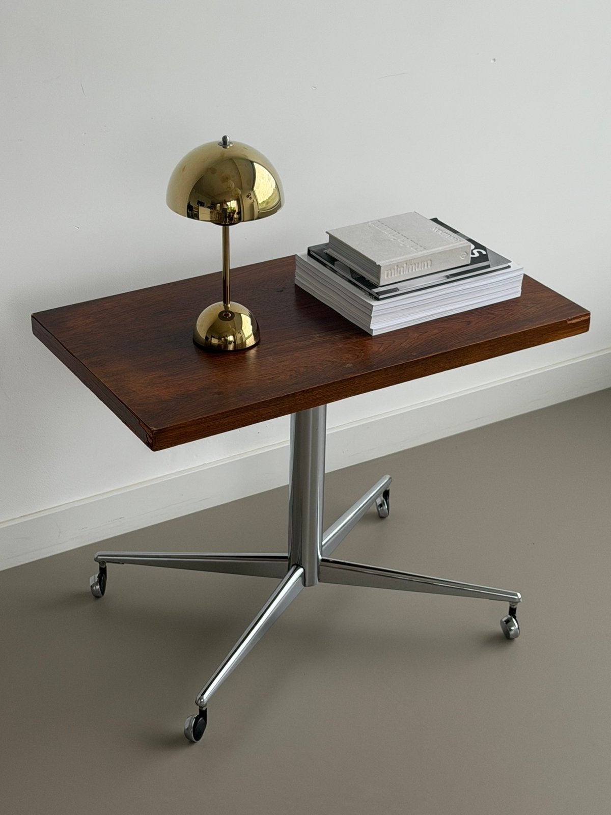 Vintage retro houten chroom tv kast salontafel bauhaus, Ophalen of Verzenden, Gebruikt, Rechthoekig, 50 tot 100 cm