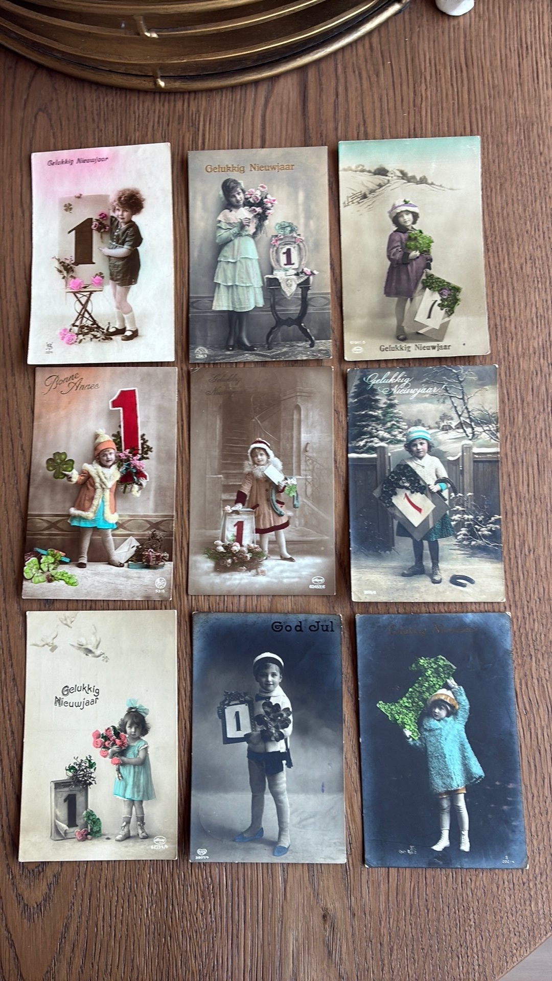 10 fotokaarten. 1 januari. Kinderen. Klaver, Ophalen of Verzenden, 1920 tot 1940, Kinderen