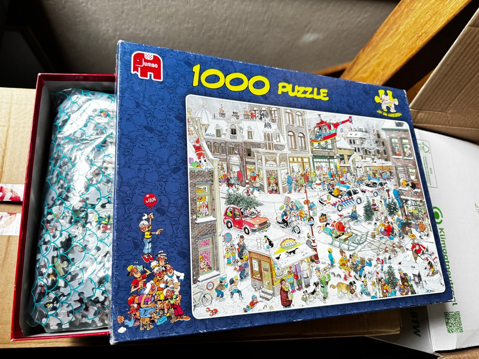 2 Jan van Haasteren puzzels van 1000 stukjes, Ophalen of Verzenden, 500 t/m 1500 stukjes, Gebruikt, Legpuzzel
