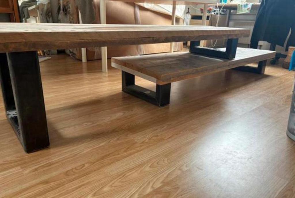 Industriëleset:eettafel salontafel en tv-meubel hout & staal, Ophalen, 25 tot 50 cm, 50 tot 100 cm, Minder dan 100 cm