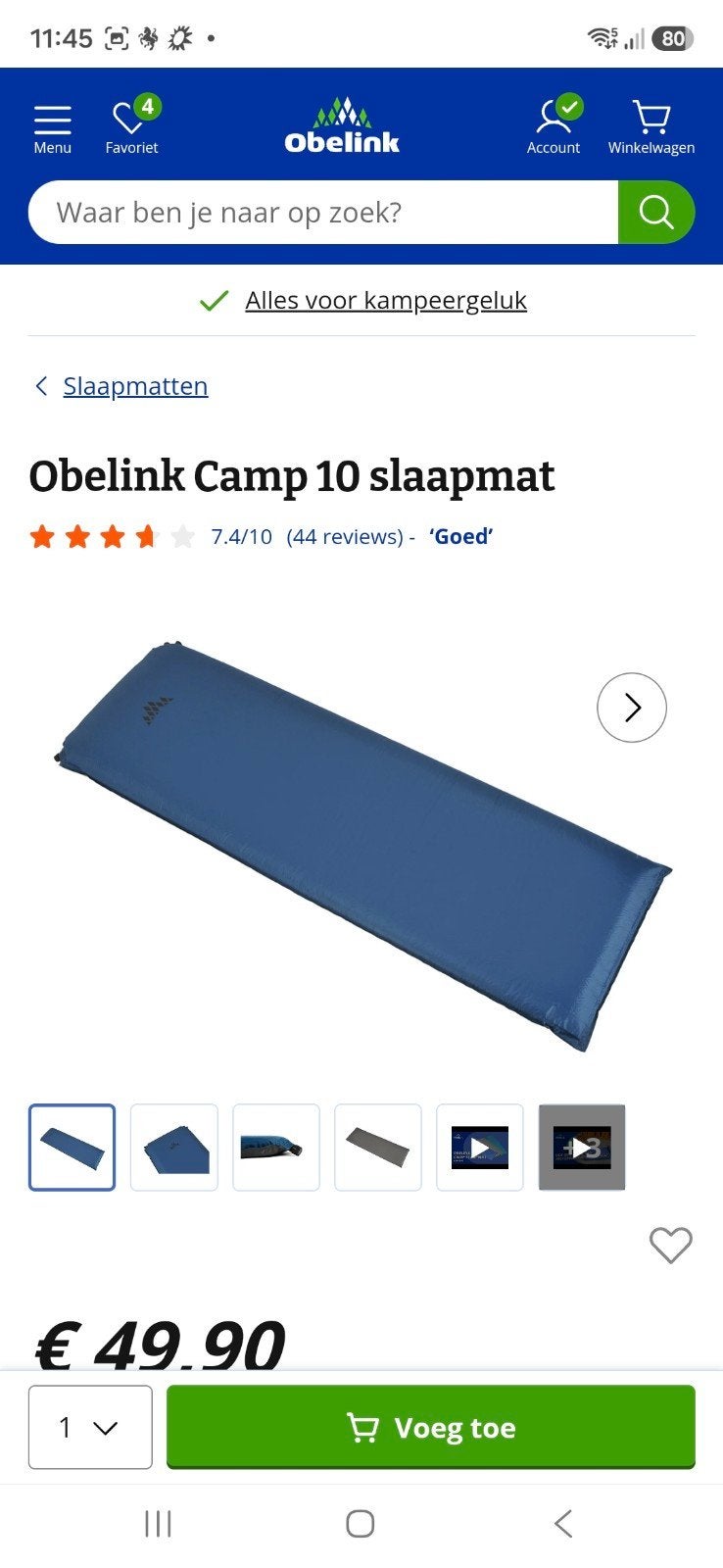 Obelink Camp 10 slaapmat, Ophalen, Zo goed als nieuw