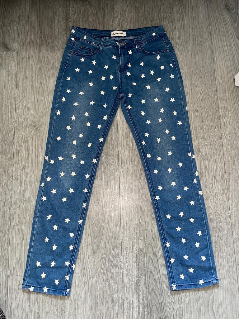 dames blauwe stretch spijkerbroek jeans met sterren mt W29, Made in Italy, Blauw, Ophalen of Verzenden, Zo goed als nieuw