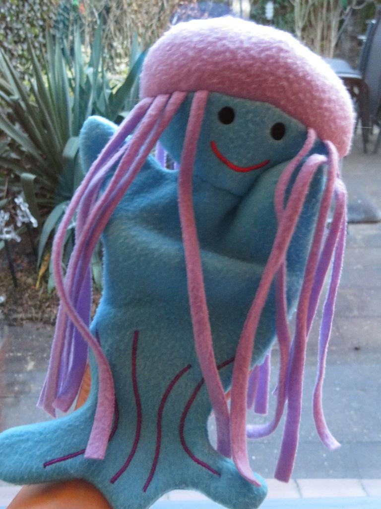 Handpop Kwal octopus blauw fleece +paarse tentakels van Hema, Kinderen en Baby's, Speelgoed | Knuffels en Pluche, Zo goed als nieuw