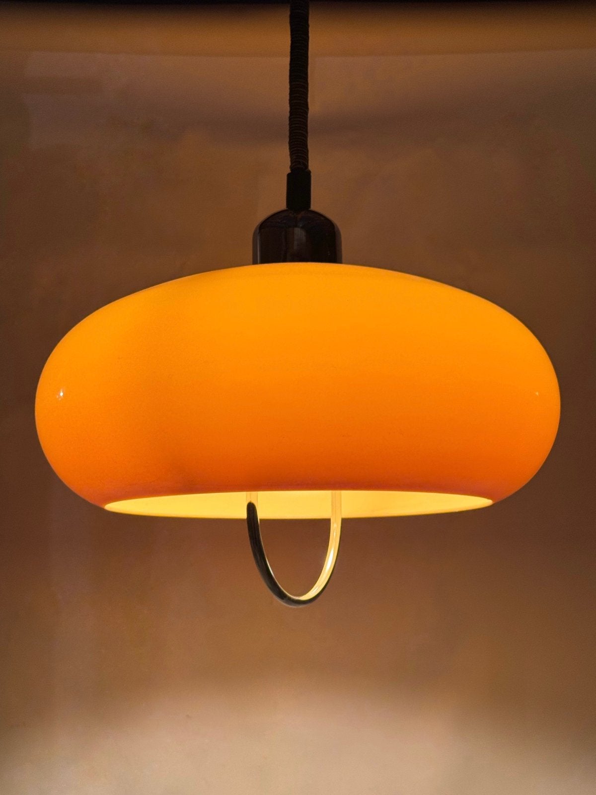 Vintage Gele Hanglamp Massive Belgium Space Age Mushroom, Space Age Mid Century, Kunststof, Gebruikt, E27 (groot)