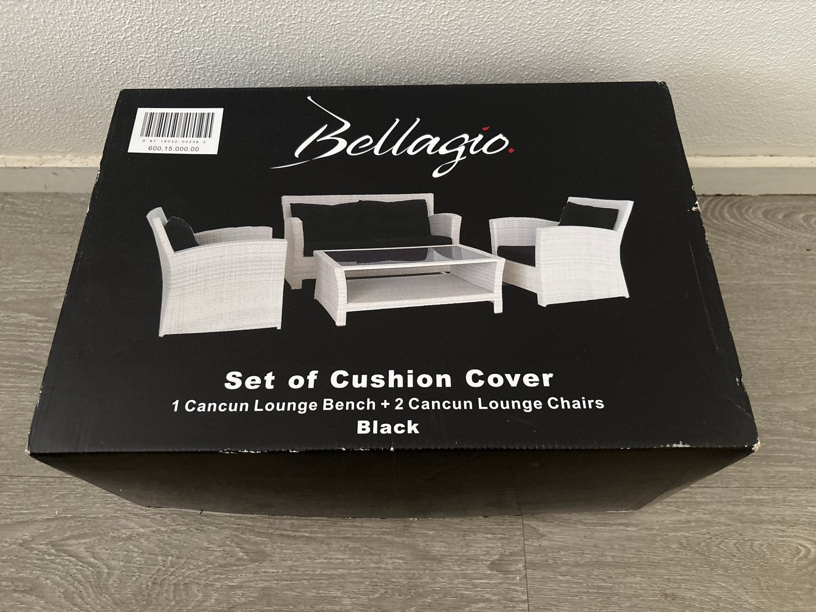 Bellagio Cancun Lounge Set Kussenhoezen Zwart, Tuin en Terras, Tuinsets en Loungesets, Ophalen, 4 zitplaatsen, Textileen, Nieuw