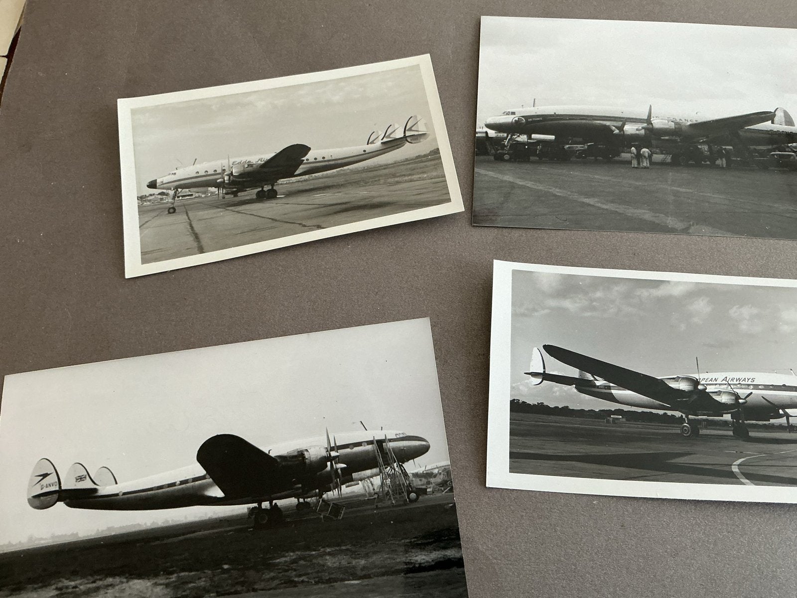 Set van 5  foto's van Lockheed Constellation vliegtuigen, Verzenden, Gebruikt, Kaart, Foto of Prent