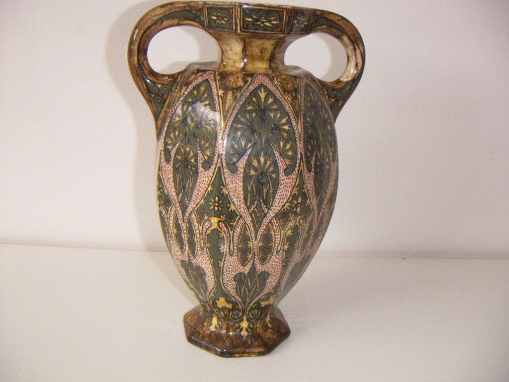Rozenburg Den Haag plateel keramiek art nouveau vaas jr.1896, Ophalen of Verzenden
