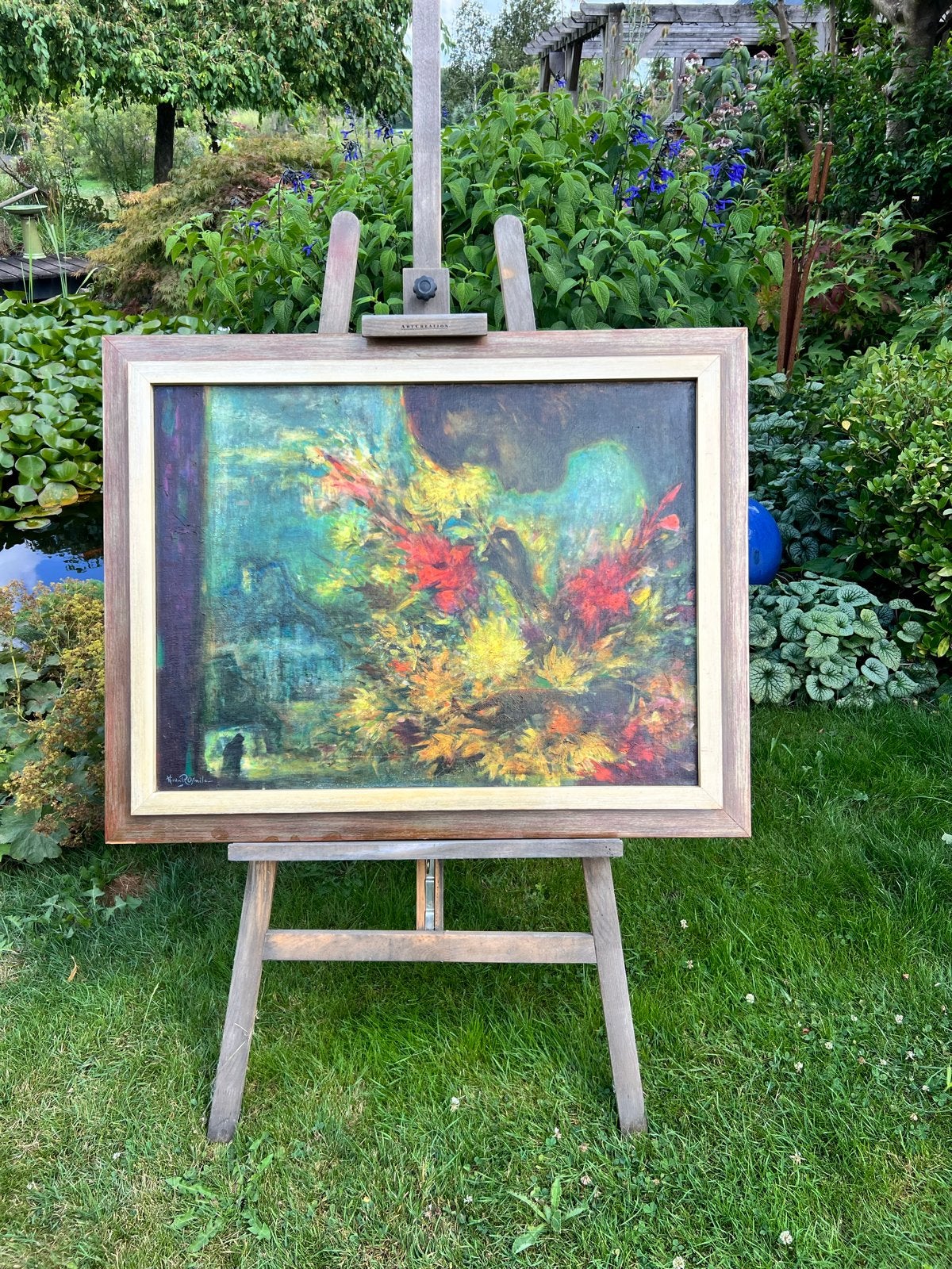 Schilderij Harrie van Rosmalen - Meisje bloemschikken, Ophalen, Doek, Portret of Personen, Realistisch