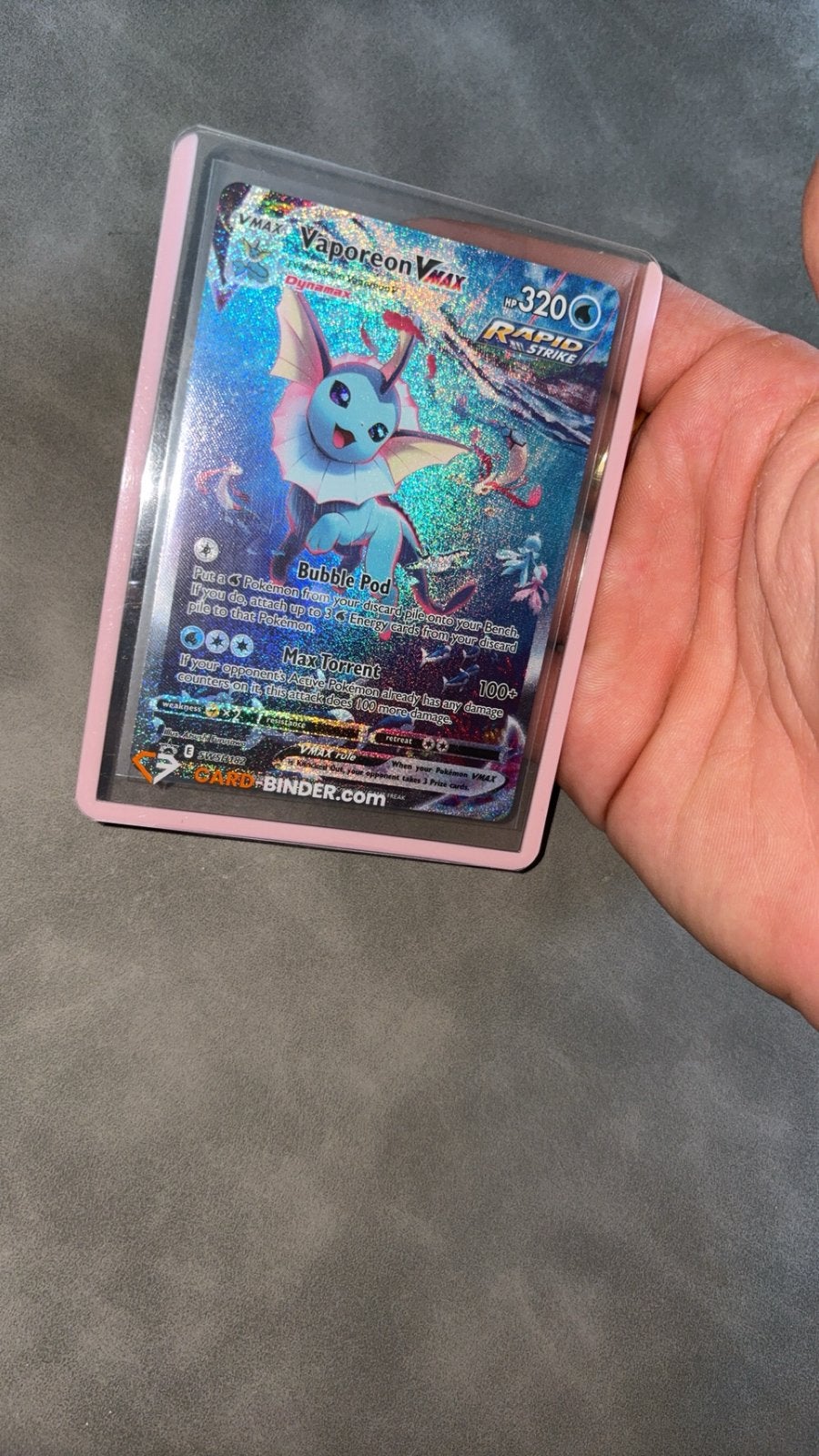 Vaporeon Vmax holo swsh182 Pokémon kaart 2021 full art, Ophalen of Verzenden, Zo goed als nieuw