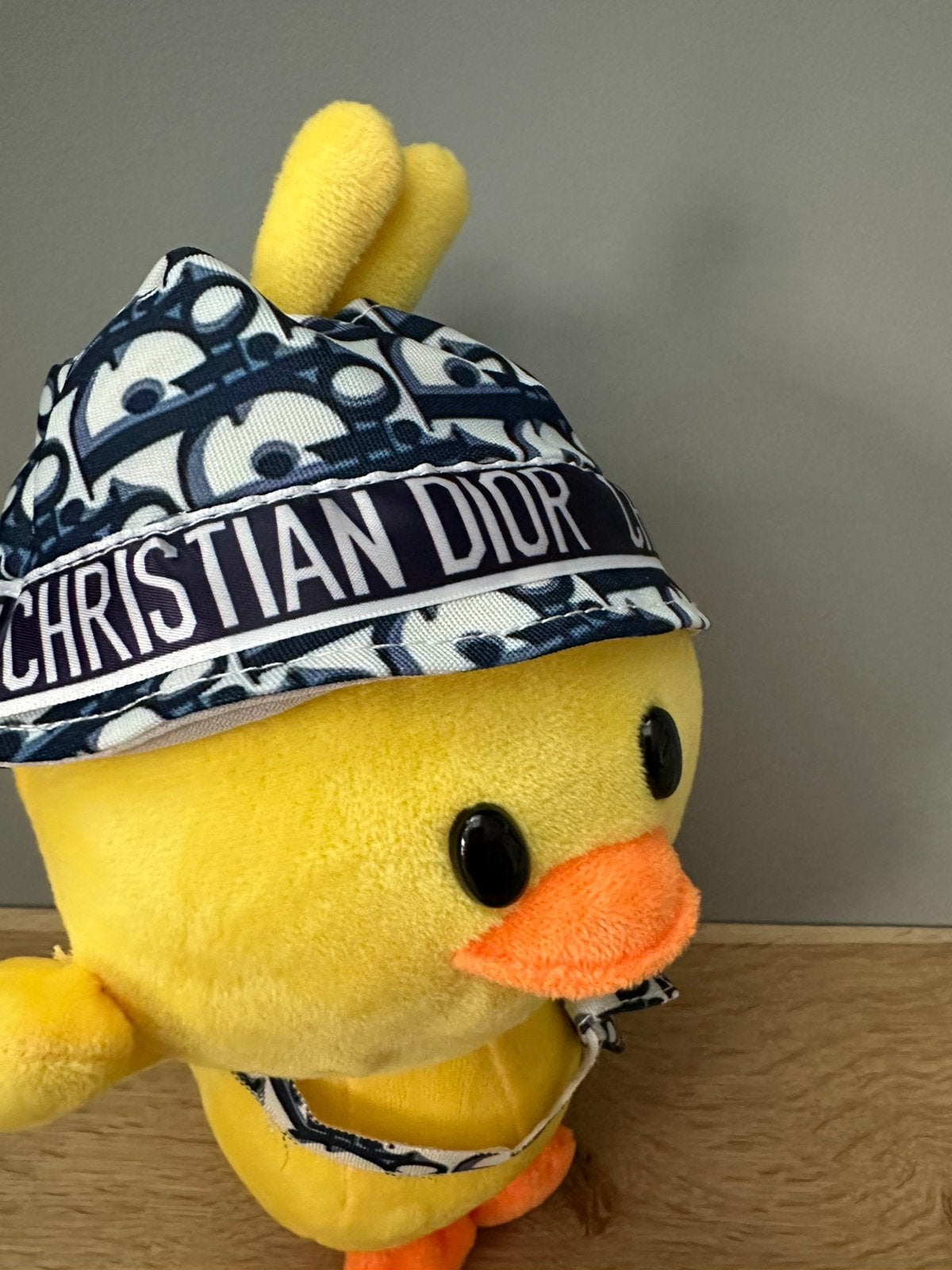 Nieuwe pluche eend met Christiaan Dior pet en tas @@, Ophalen of Verzenden, Nieuw, Eend