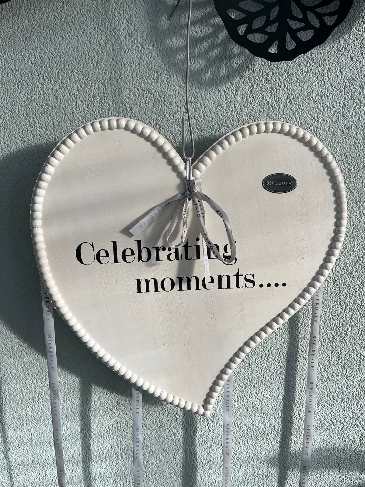 Riverdale hart decoratie 'Celebrating moments' - 45 cm, Huis en Inrichting, Woonaccessoires | Overige, Hout, Gebruikt, Ophalen of Verzenden
