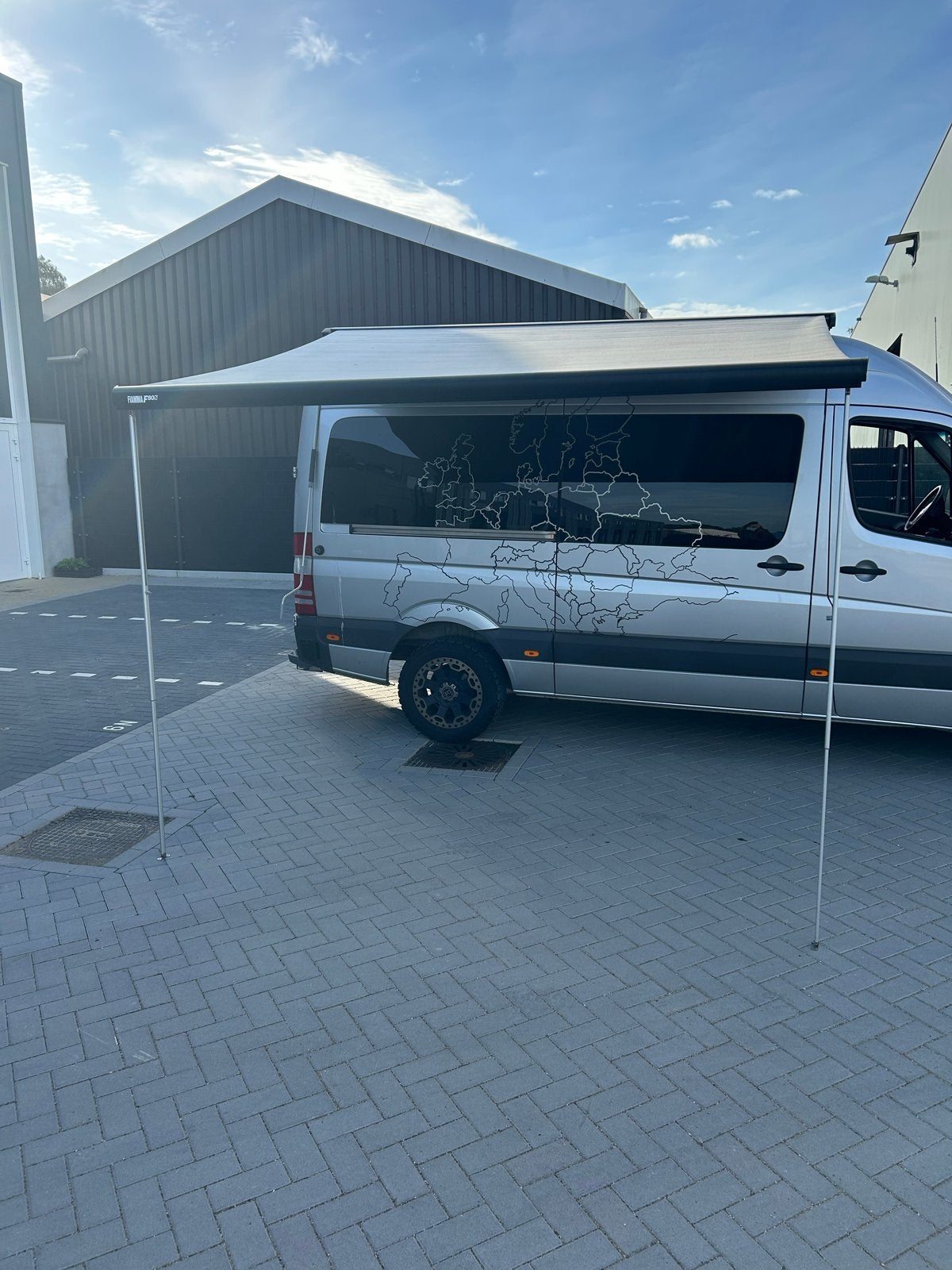 Fiamma F80s luifel zwart 3 meter, bevestigingsset Sprinter, Ophalen of Verzenden, Zo goed als nieuw