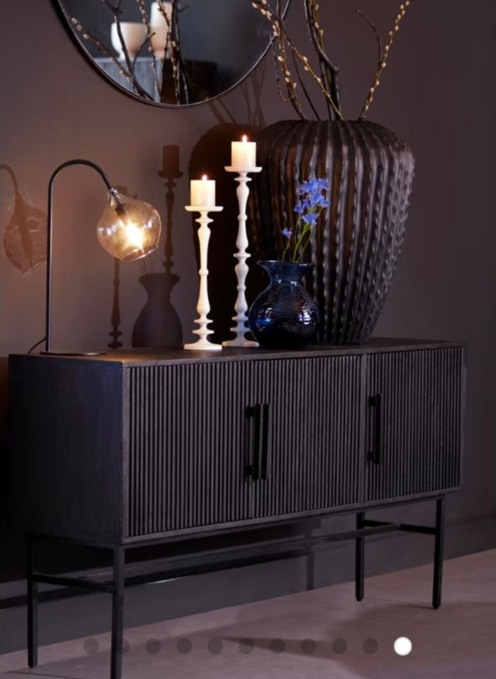 Dressoir Abage 150 cm Light & Living Zwart, Overige houtsoorten, Modern, Industrieel, 150 tot 200 cm, Ophalen of Verzenden