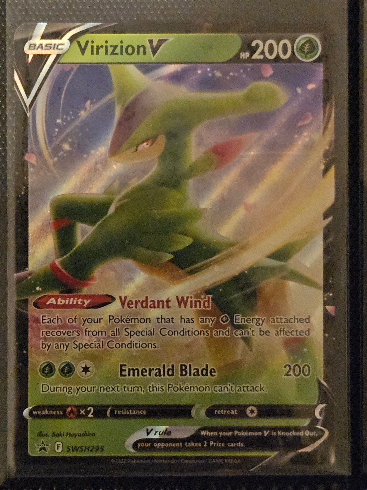 Pokemon Virzion V SWSH295 Promo, Ophalen of Verzenden, Zo goed als nieuw, Losse kaart, Foil