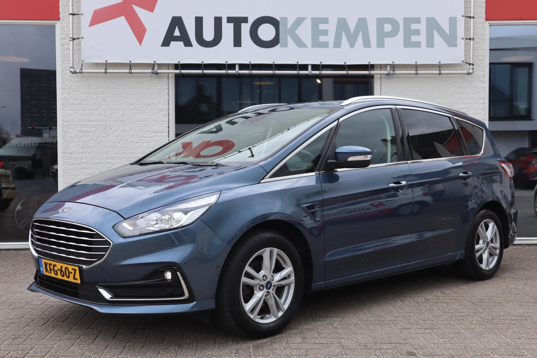 Ford S-Max 2.5i HEV 7P CARPLAY|CRUISE|AFNEEMBARE TREKHAAK|ST, Auto's, Ford, Stof, Gebruikt, Euro 6, Blauw