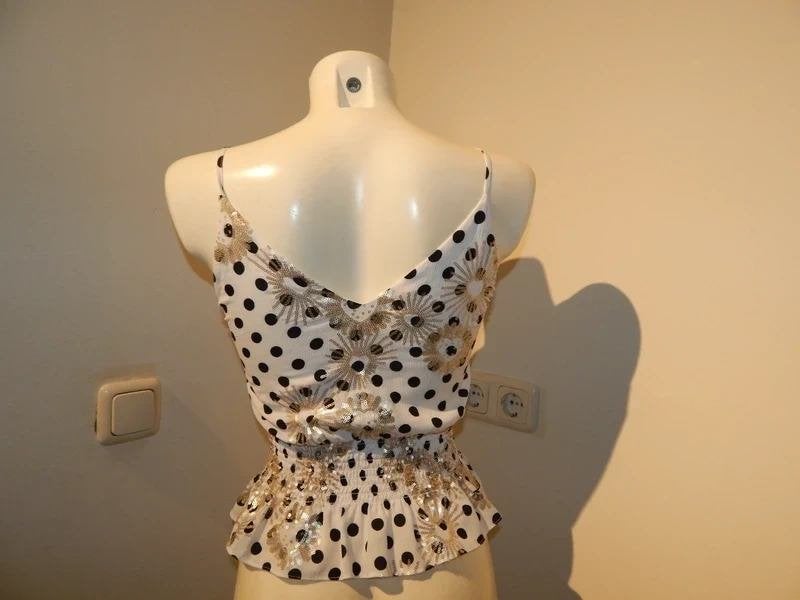 Maje top stippen gouden lovertjes deels hartjes vorm 1/S, Kleding | Dames, Tops, Verzenden, Wit, Maje, Zo goed als nieuw