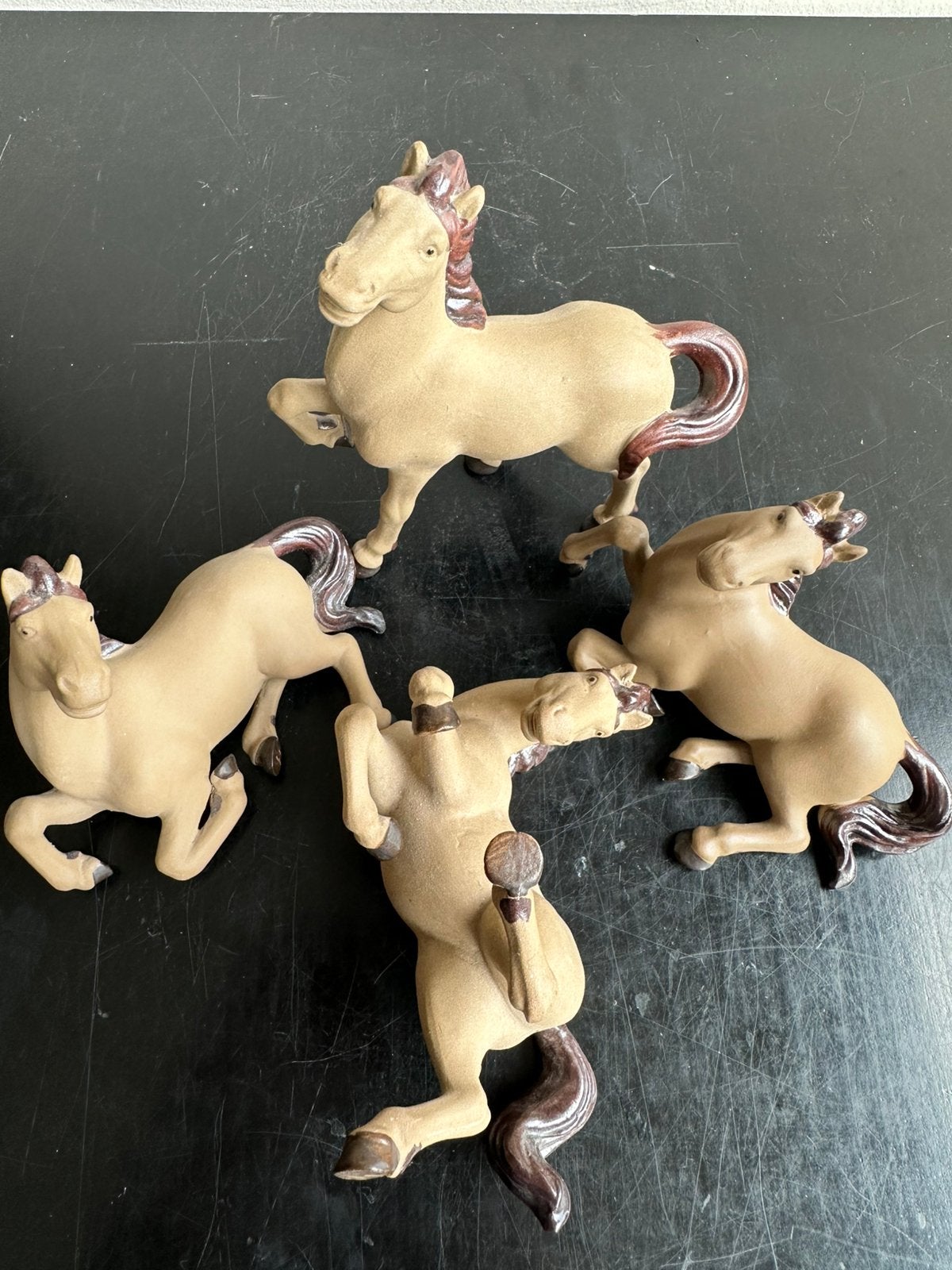 Shiwan Chinees  pottery aardewerk Paard beeldjes 7/11cm H, Antiek en Kunst, Ophalen of Verzenden