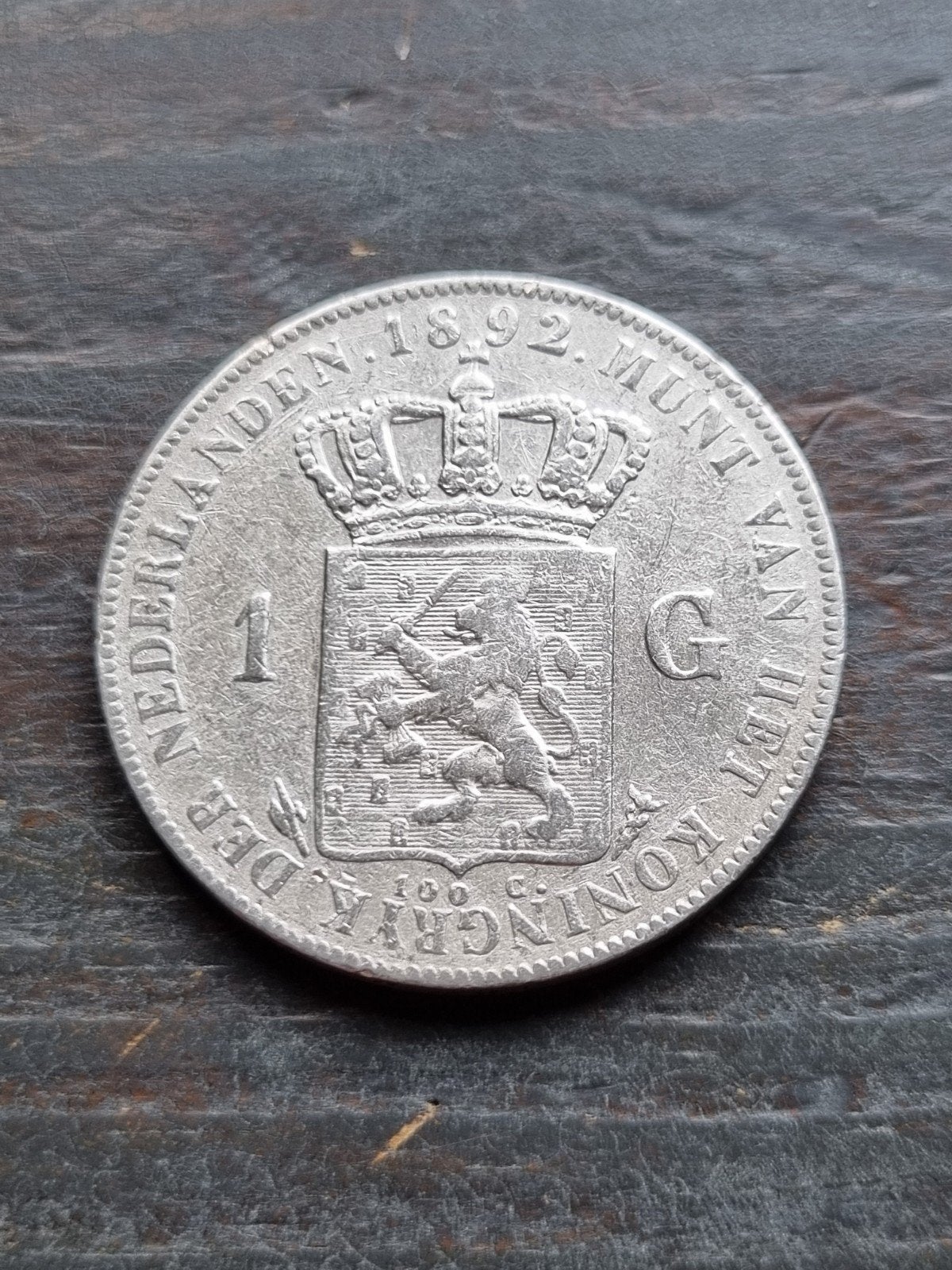gulden 1892 en 1897 Wilhelmina langhaar, Ophalen of Verzenden, Koningin Wilhelmina, 1 gulden, Zilver