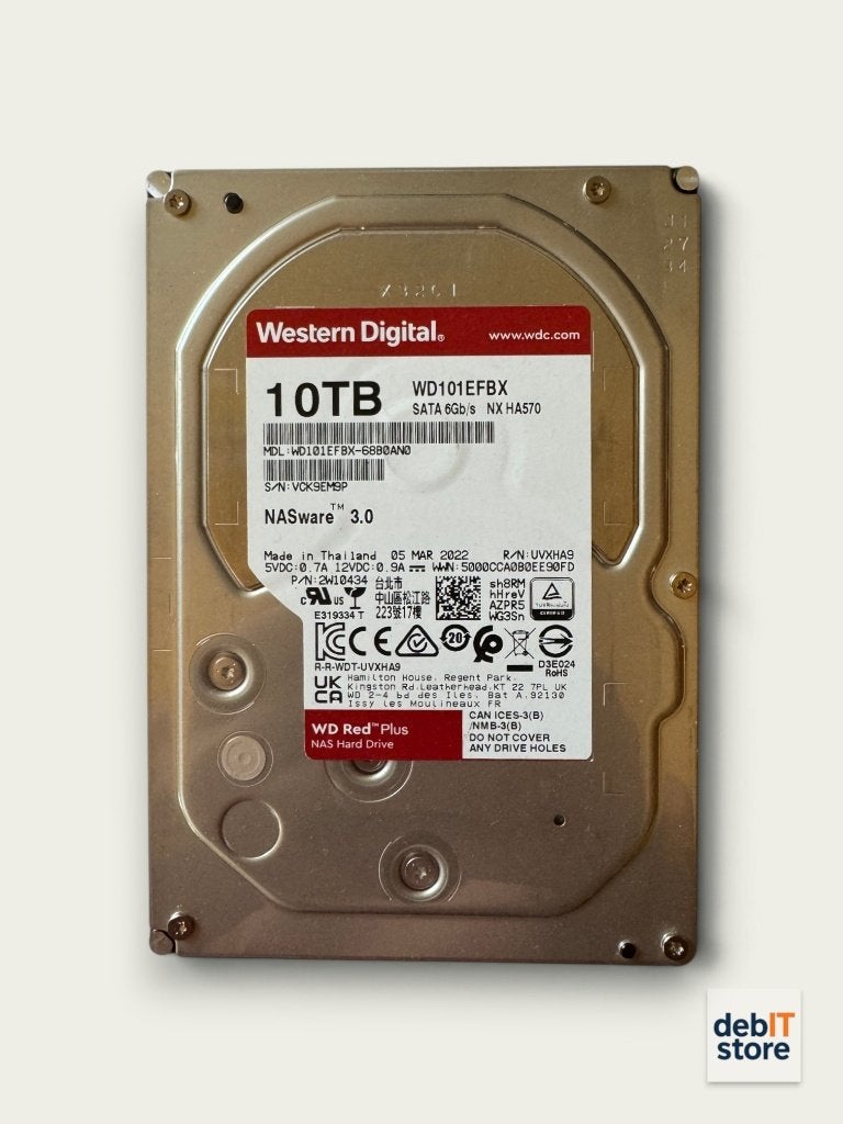 WD Red Plus 10tb NAS HDD- WD101KFBX, Computers en Software, Harde schijven, 10tb, Server, Info@debitstore.nl, Zo goed als nieuw