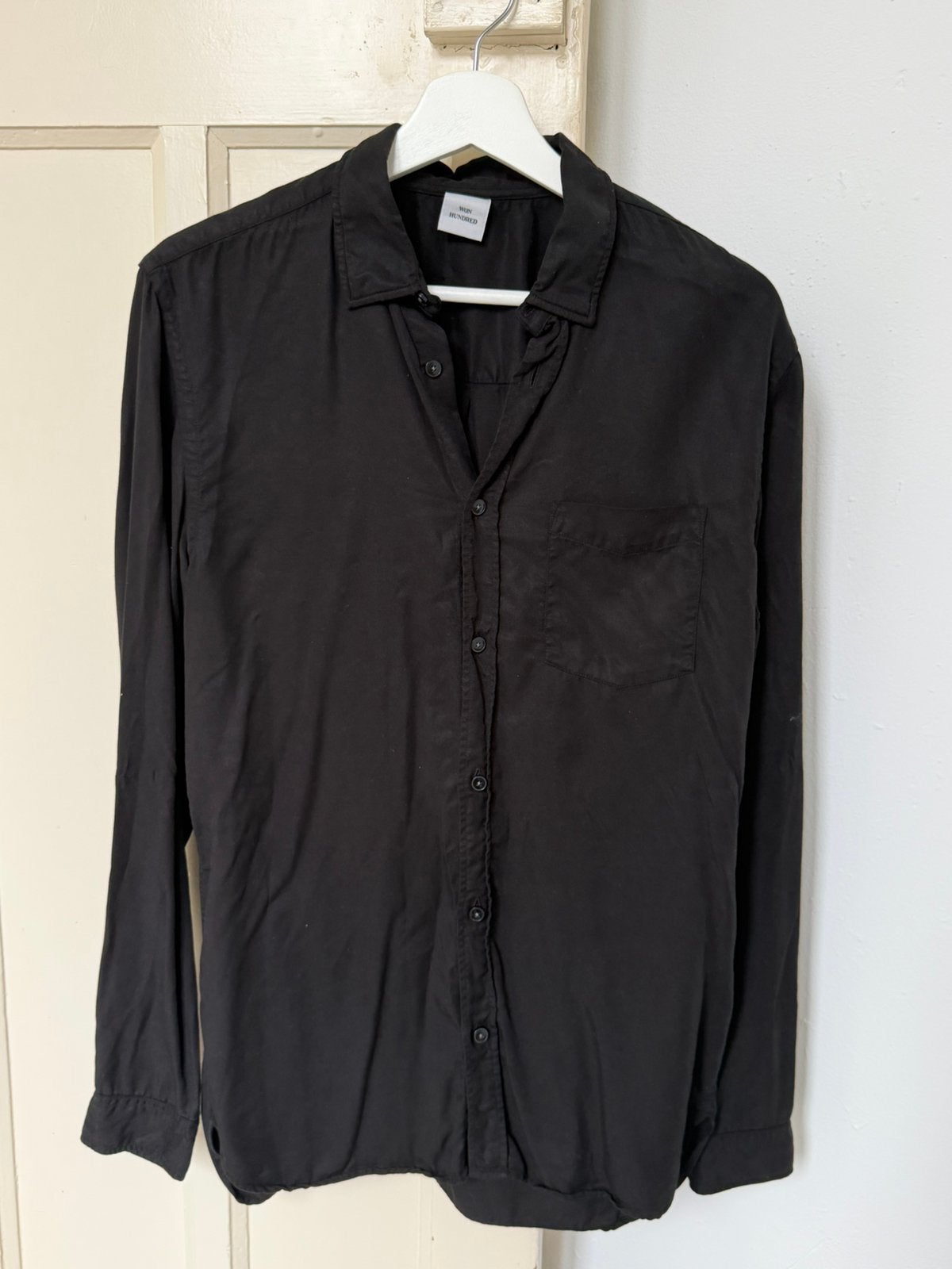 Won Hundred zwarte blouse / overhemd, Kleding | Heren, Ophalen of Verzenden, Zo goed als nieuw, Zwart, Halswijdte 38 (S) of kleiner