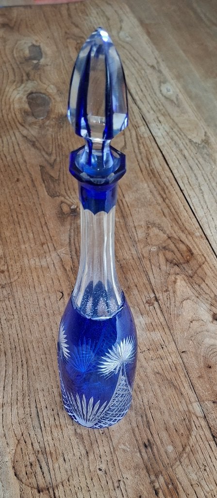 Karaf, vintage, aquamarijn, Antiek en Kunst, Antiek | Glas en Kristal, Ophalen