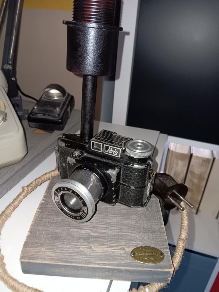 Unieke vintage camera lamp - Handgemaakt design, Ophalen