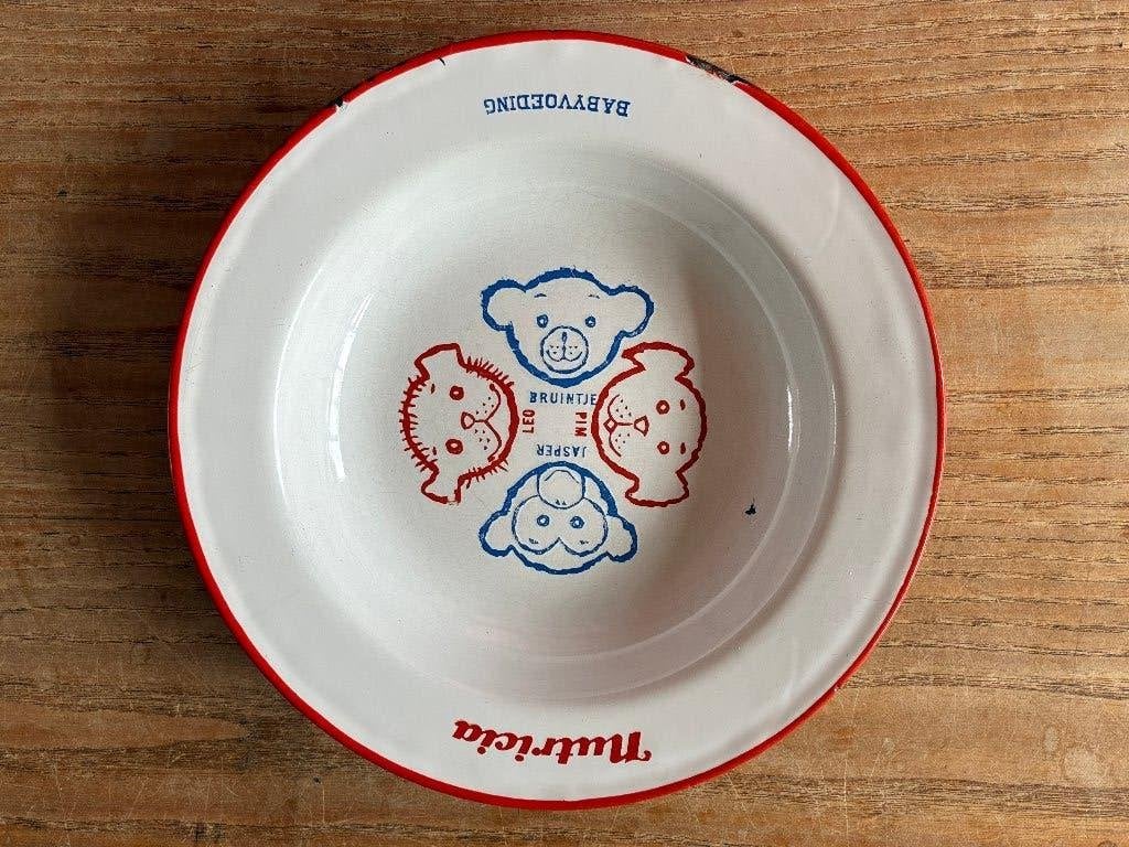 Vintage emaille Nutricia babyvoeding bord kinderbord bordje, Ophalen of Verzenden