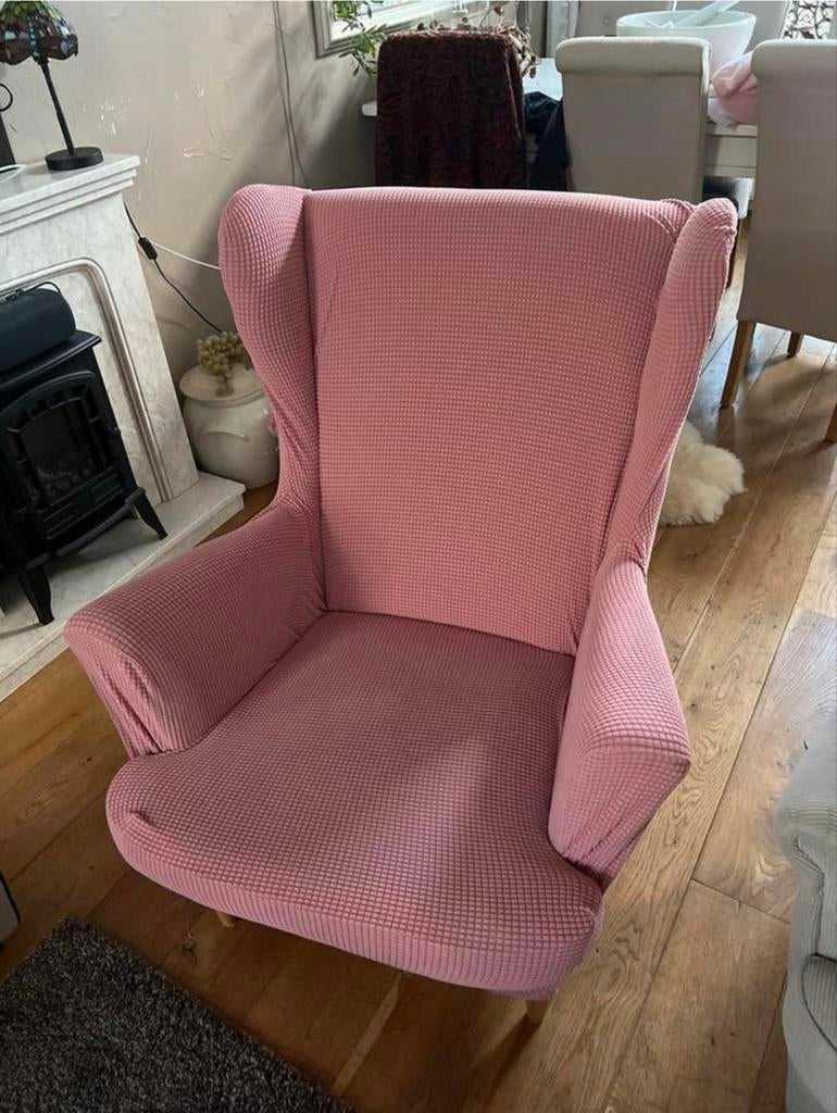 2 stuks IKEA Strandmon Fauteuils & 1x voetenbank., Ophalen, Zo goed als nieuw, Overige kleuren, Twee
