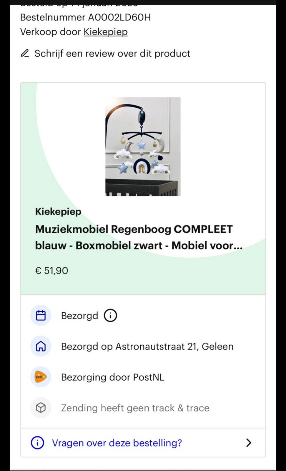 Muziekmobiel regenboog blauw – compleet zo goed als nieuw, Eén persoon, Cadeaubon