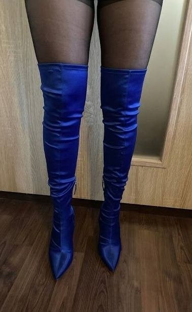satijn look overknee laarzen, Hoge laarzen, Zara, Zo goed als nieuw, Verzenden