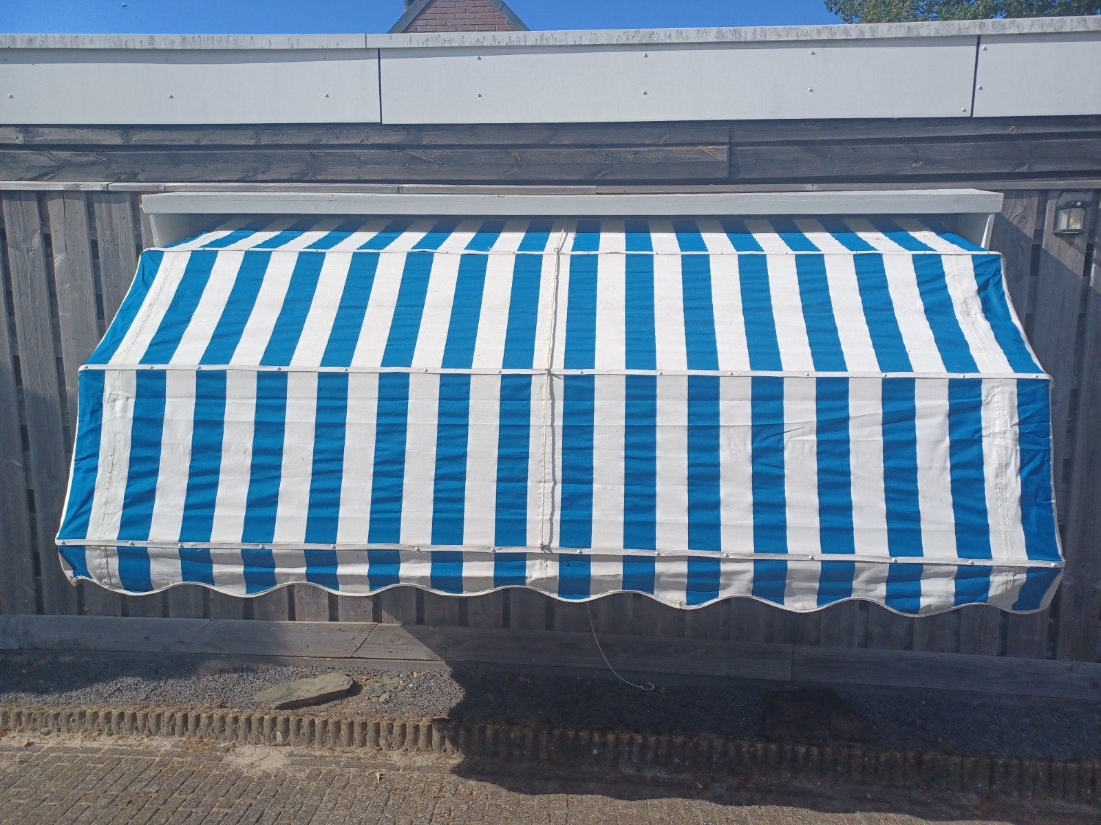TE KOOP MARKIES BLAUW/WIT 263CM, Ophalen, Gebruikt