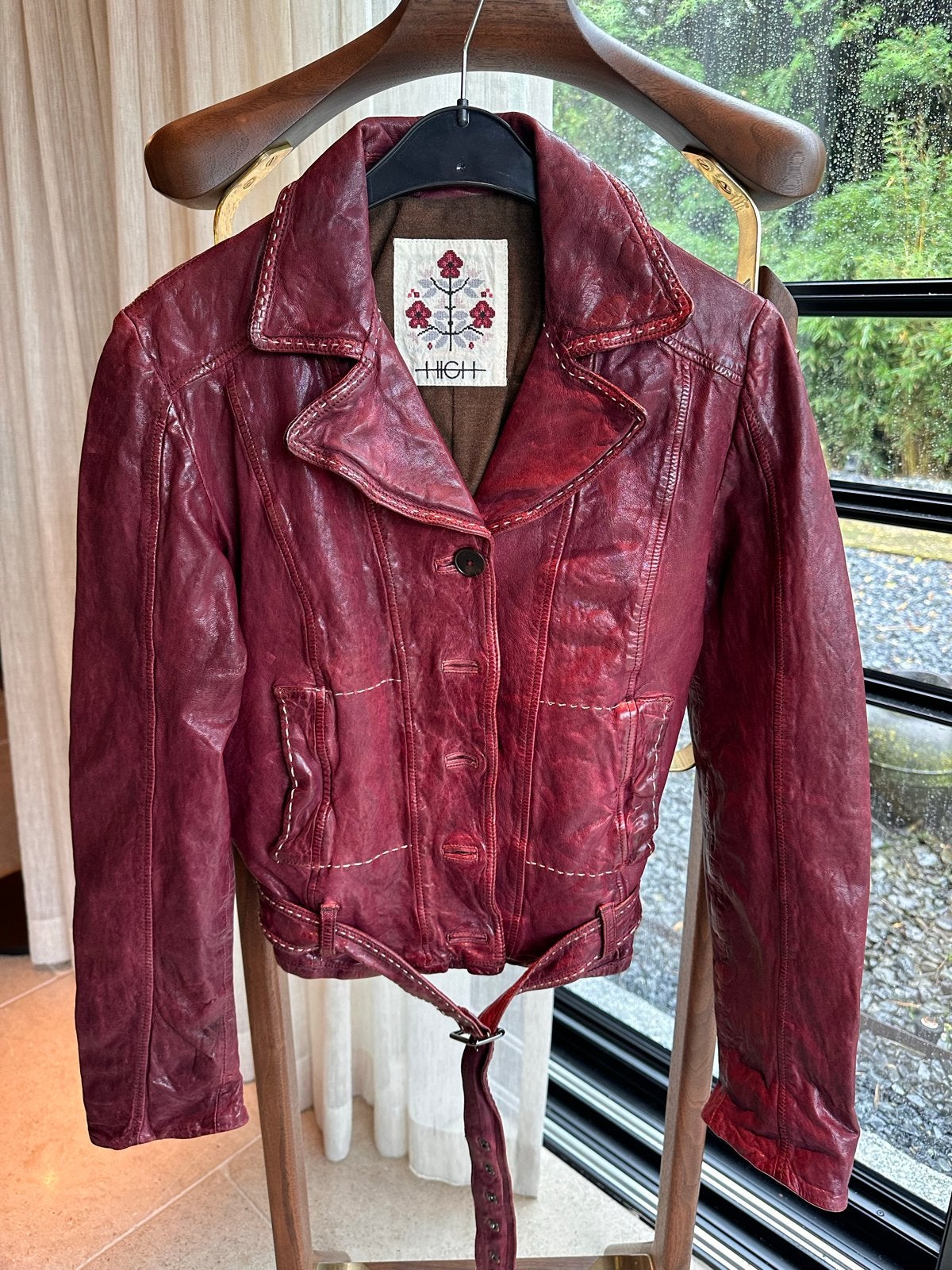 High leren  jas, Ophalen of Verzenden, Nieuw, Maat 36 (S), Rood